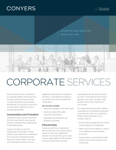 Conyers Corporate Services Brochure Cover